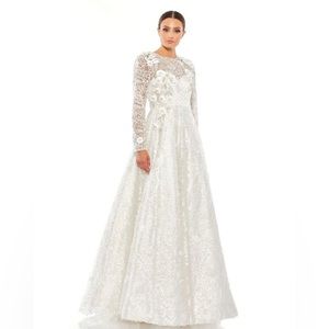 Mac Duggal Floral Embellished Long Sleeve
A-Line Gown White Wedding